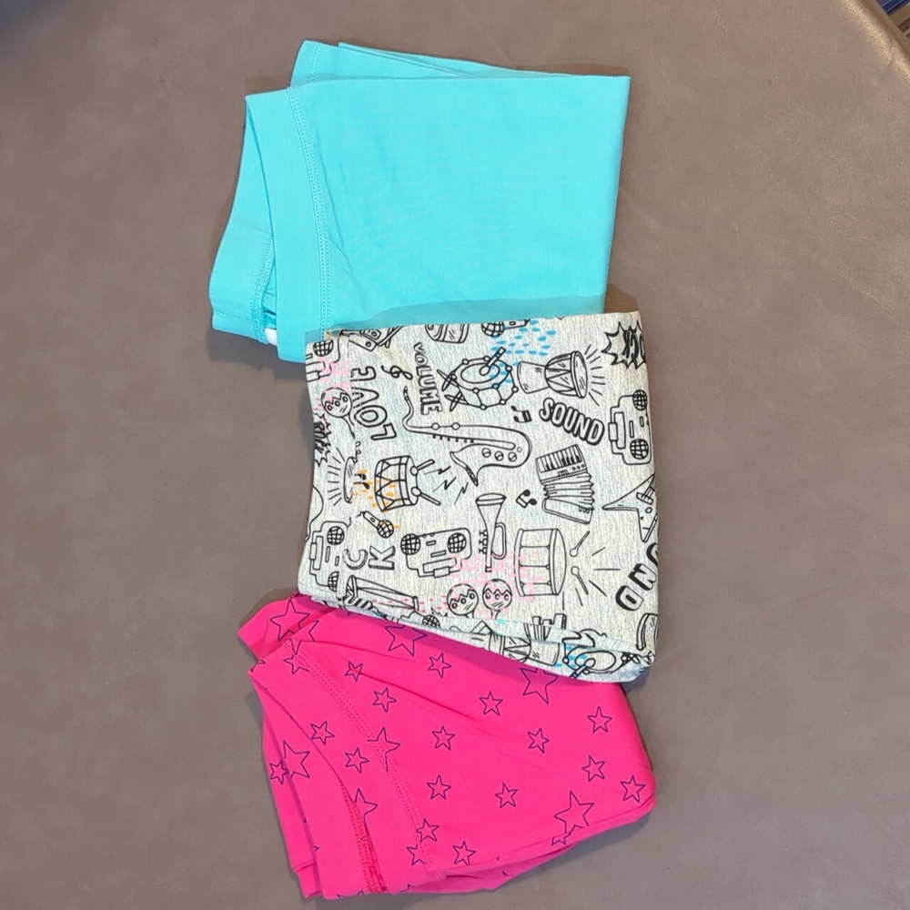 3 Spotted Zebra Leggings New Girl Size L 10 Pink Blue Musical Gray Black